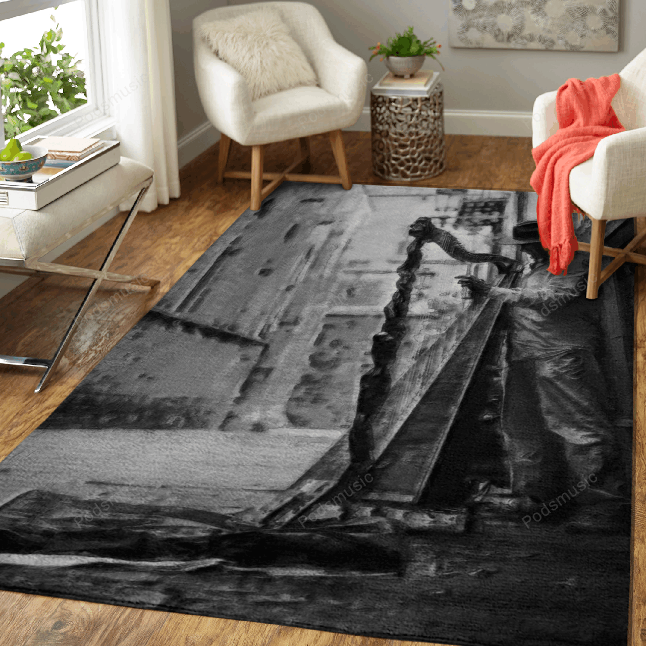 Street Harp Player Music Art For Fans Area Rug Living Room Carpet Rug Regtangle Carpet Floor Decor Home Decor