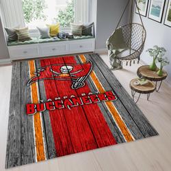 Tampa Bay Buccaneers Wooden Pattern Carpet Living Room Area Rug Home Decor