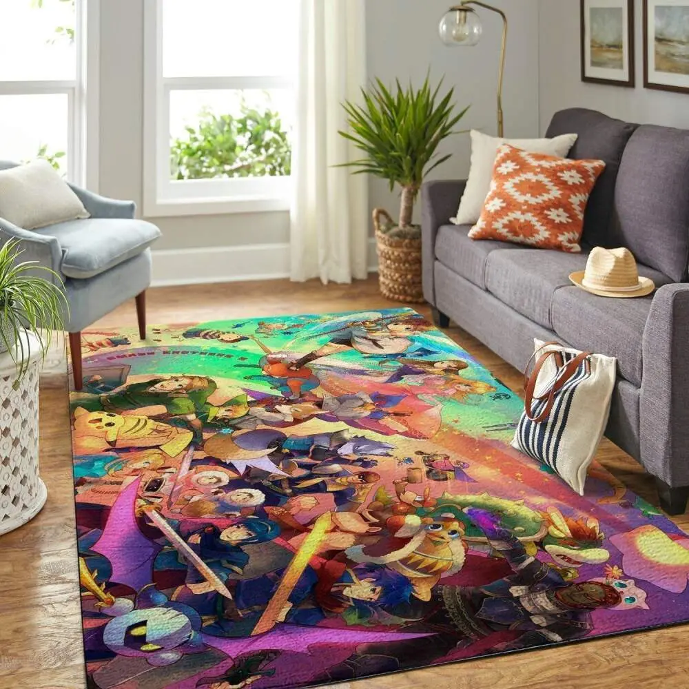 Super Smash Bros. Area Rug Gaming Carpet Gamer Living Room Rugs Rug Regtangle Carpet Floor Decor Home Decor V1235