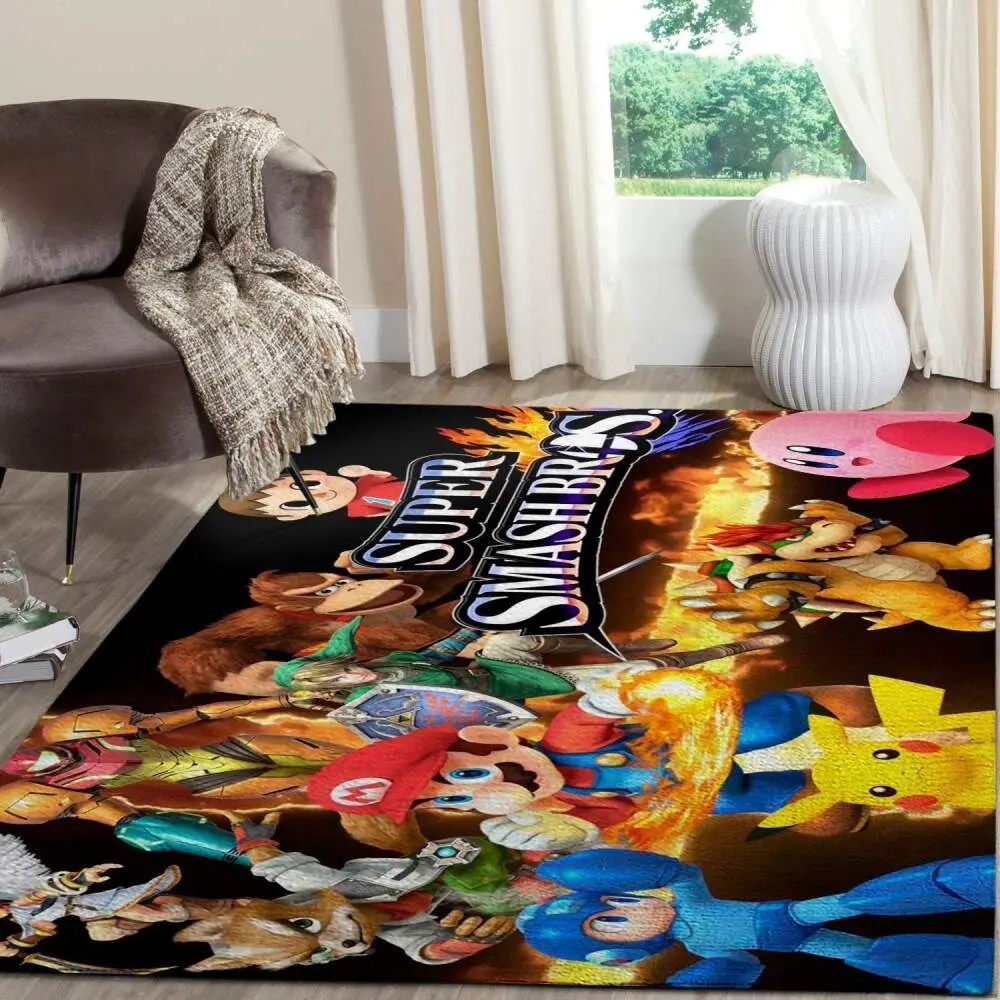 Super Smash Bros. Area Rug Nintendo Video Game Carpet Gamer Living Room Rugs Rug Regtangle Carpet Floor Decor Home Decor V3960