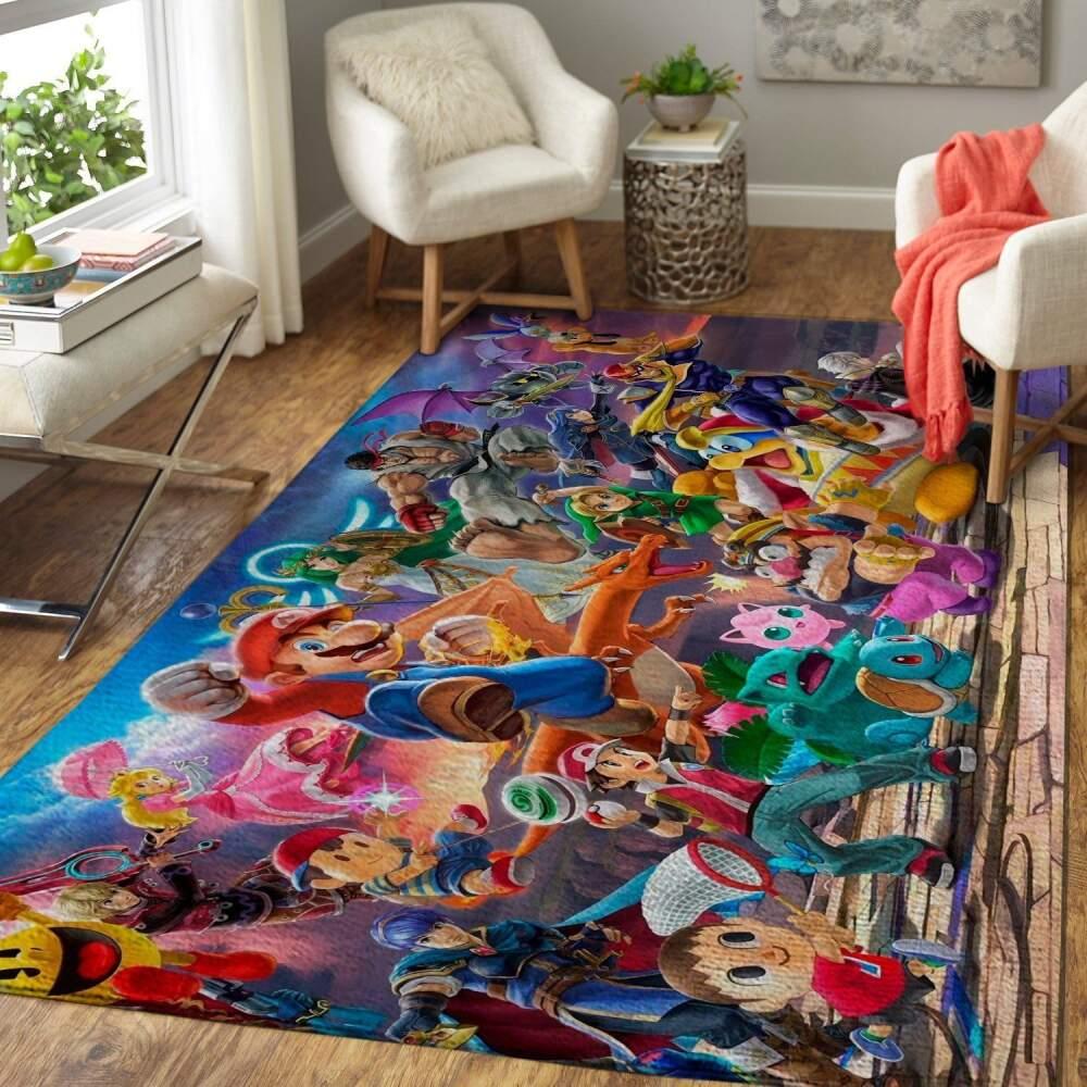 Super Smash Bros. Characters Area Rug Gaming Rug Regtangle Carpet Floor Decor Home Decor