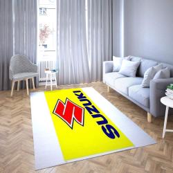 Suzuki Logo Area Rug White & Yellow Living Room Carpet Rug Regtangle Carpet Floor Decor Home Decor
