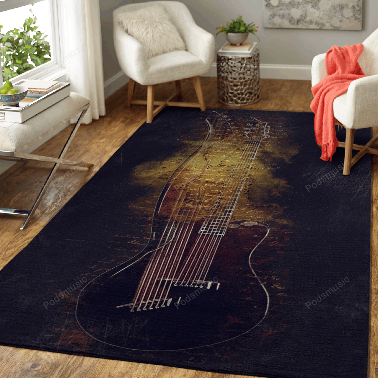 Synergyx20 Mistery Guitar Music Art For Fans Area Rug Living Room Carpet Rug Regtangle Carpet Floor Decor Home Decor