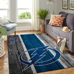 Tampa Bay Lightning Nhl Wooden Style Living Room Carpet Regtangle Carpet