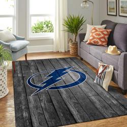 Tampa Bay Lightning Nhl Grey Rugs Wooden Style Living Room Regtangle Carpet