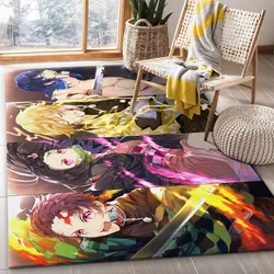 Tanjiro Nezuko Zenitesu Inosuke Demon Slayer Anime Area Rug Living Room And Bed Room Rug Rug Regtangle Carpet Floor Decor Home Decor