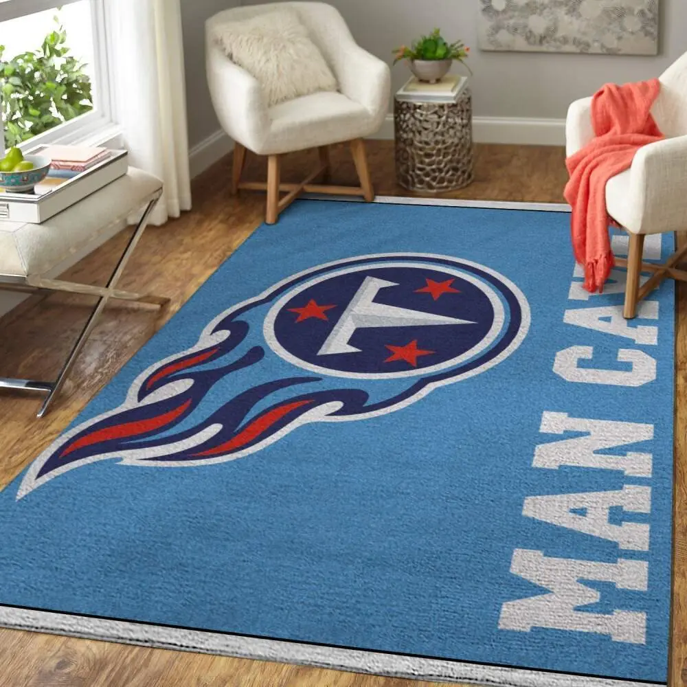 Tennessee Titans Logo Man Cave Area Rug Nfl Football Carpet Living Room Rugs