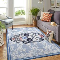 Tennessee Titans Nfl Area Rugs Skull Flower Style Living Room Carpet Sports Rug