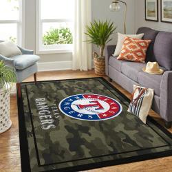 Texas Rangers Camo Area Rug Mlb Baseball Team Logo Carpet Living Room Rugs 1