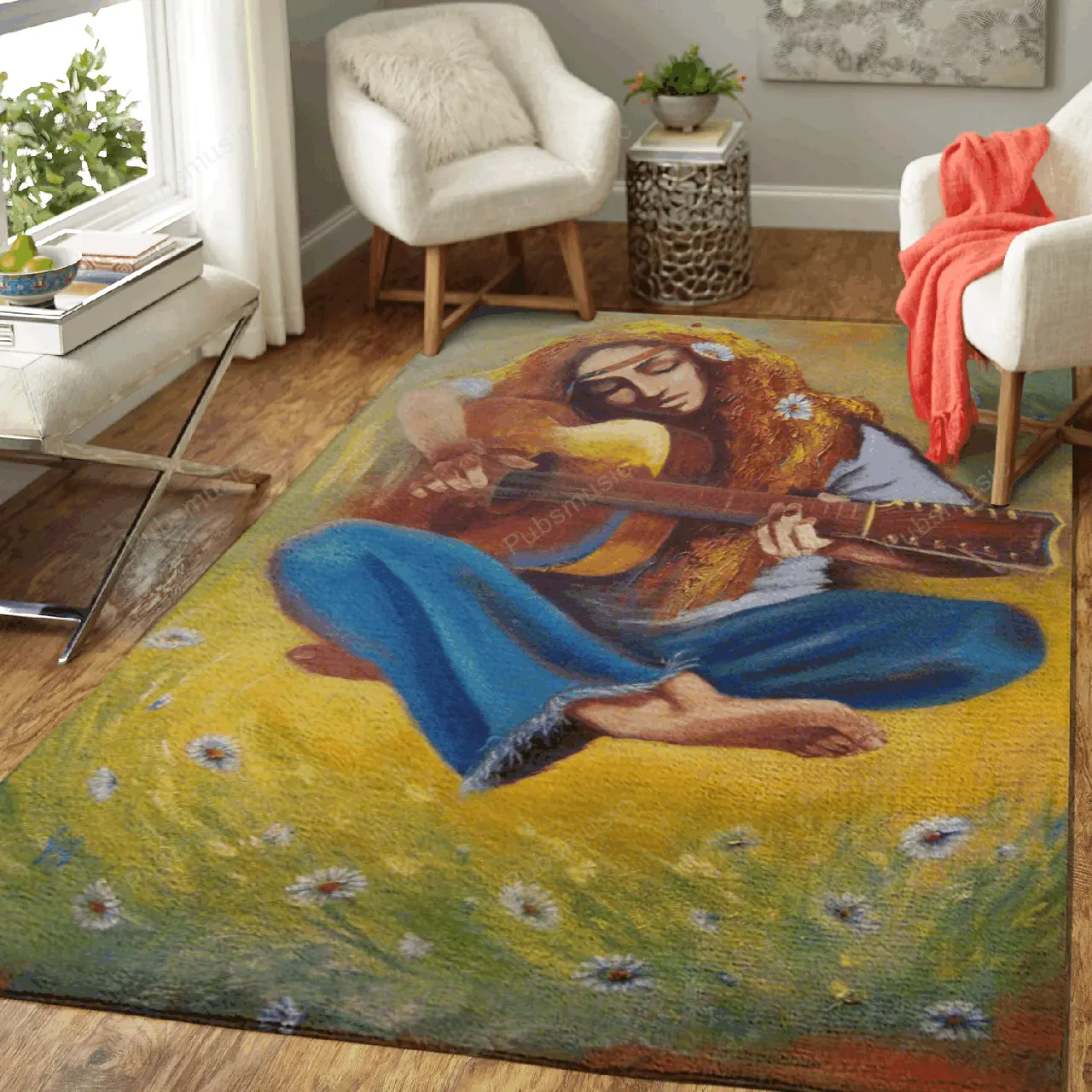 The Child Of Flowers Music Art Art For Fans Area Rug Living Room Carpet Rug Regtangle Carpet Floor Decor Home Decor
