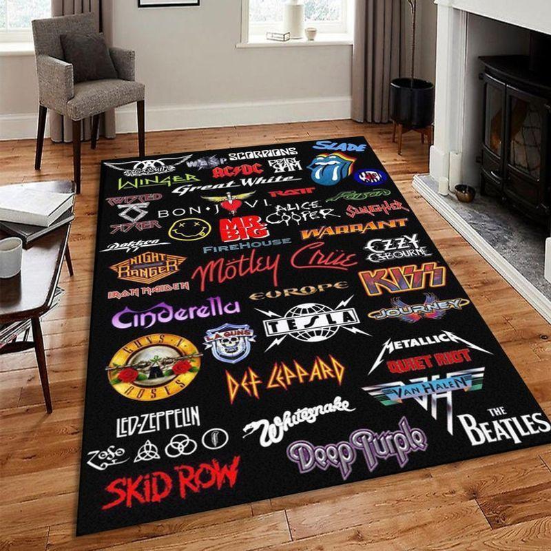 The Greatest Rock Band Logos Of All Time Area Rug Living Room And Bed Room Rug Rug Regtangle Carpet Floor Decor Home Decor