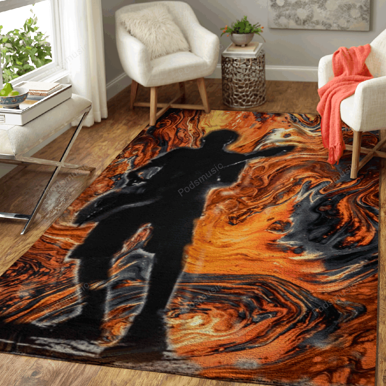 The Shadow Guitarist Music Arts Art For Fans Area Rug Living Room Carpet Rug Regtangle Carpet Floor Decor Home Decor