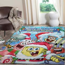 The Spongebob Merry Christmas Area Rugs Living Room Carpet Christmas Gift Rug Regtangle Carpet Floor Decor Home Decor