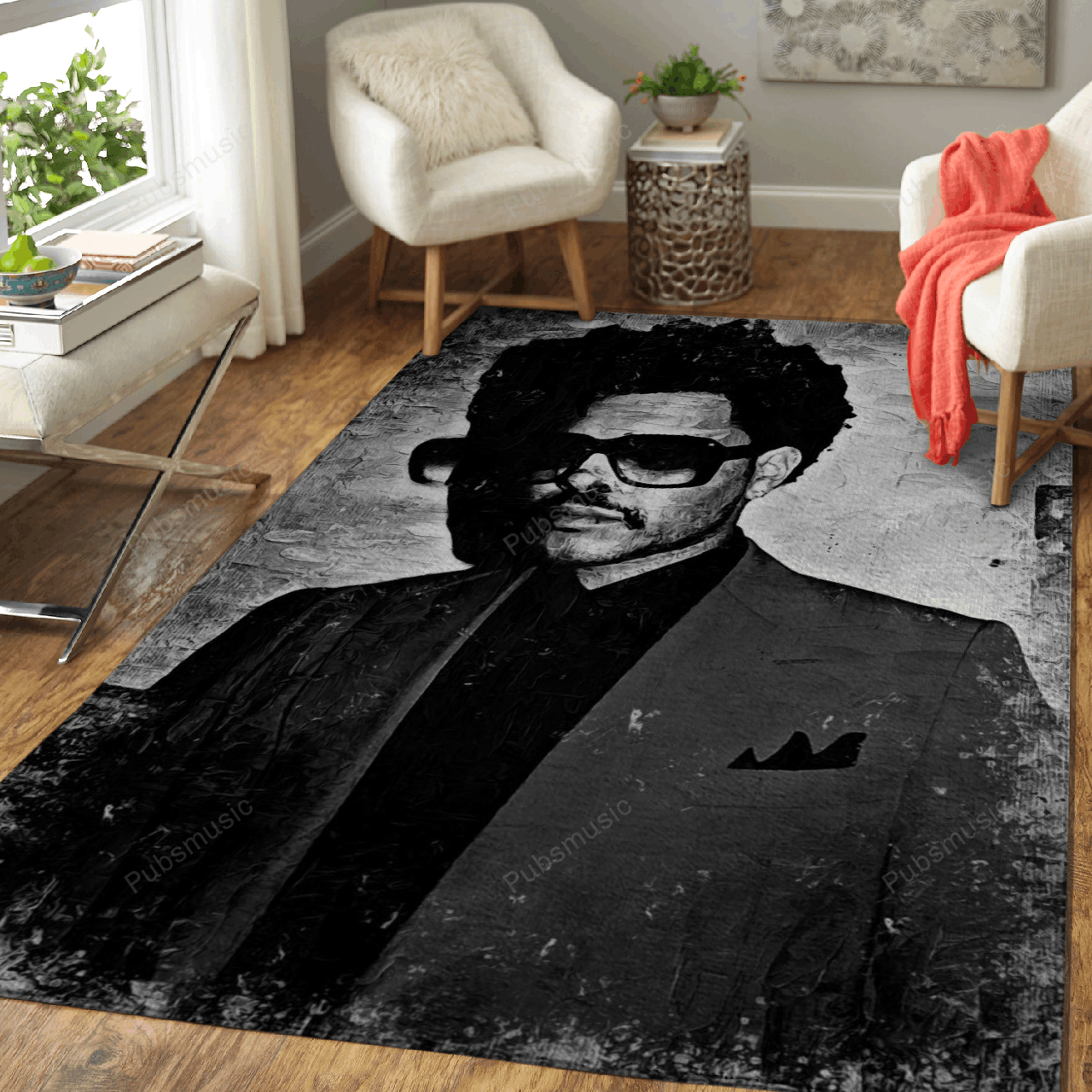 Theweeknd Music Monochrome Art For Fans Area Rug Living Room Carpet Rug Regtangle Carpet Floor Decor Home Decor