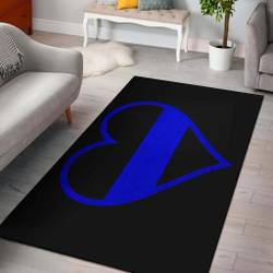 Thin Blue Line Heart Area Rug Living Room Rug Home Decor Carpet Ktsr