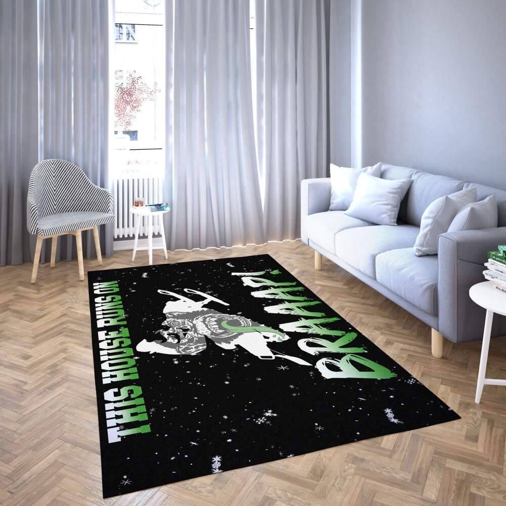 This House Runs On Braaap Area Rug Living Room Carpet Black & Green Rug Regtangle Carpet Floor Decor Home Decor