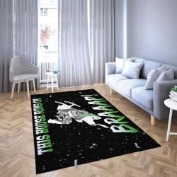 This House Runs On Braaap Area Rug Living Room Carpet Black & Green Rug Regtangle Carpet Floor Decor Home Decor
