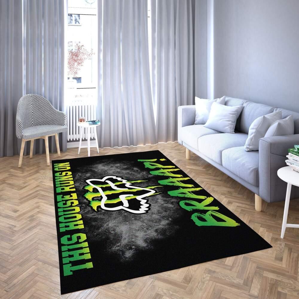 This House Runs On Braap Area Rug Living Room Carpet Black & Green Rug Regtangle Carpet Floor Decor Home Decor