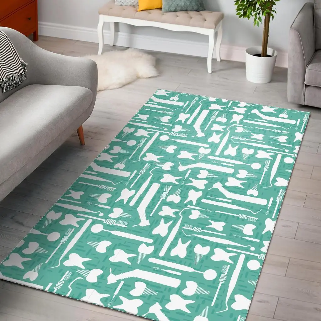 Tooth Dental Dentist Dentistry Pattern Print Area Rug Living Room Rug Home Decor