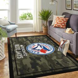 Toronto Blue Jays Camo Style Area Rug Mlb Baseball Team Logo Carpet