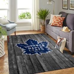 Toronto Maple Leafs Nhl Grey Area Rug Wooden Style Living Room Regtangle Carpet
