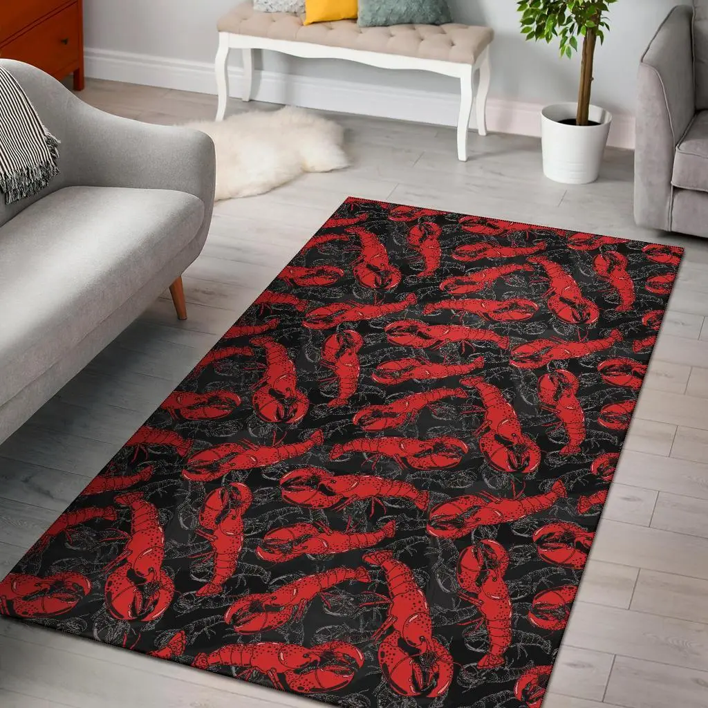 Red And Black Area Rug Living Room Rug Home Decor