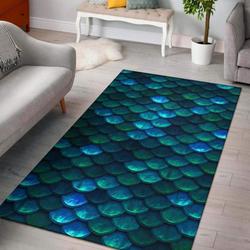Libaoge 3D Fish Scales Purple Blue Area Rug Living Room Rug Home Decor Carpet