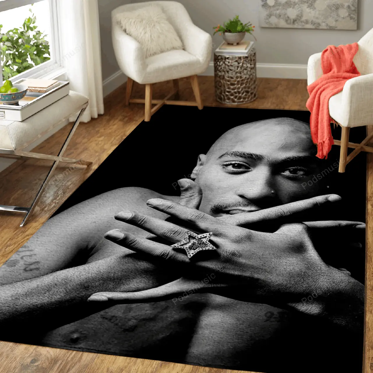 Tupac 2Pac Artwork Tupac Celebrities Collection Art For Fans Area Rug Living Room Carpet Rug Regtangle Carpet Floor Decor Home Decor