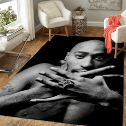 Tupac 2Pac Artwork Tupac Celebrities Collection Art For Fans Area Rug Living Room Carpet Rug Regtangle Carpet Floor Decor Home Decor