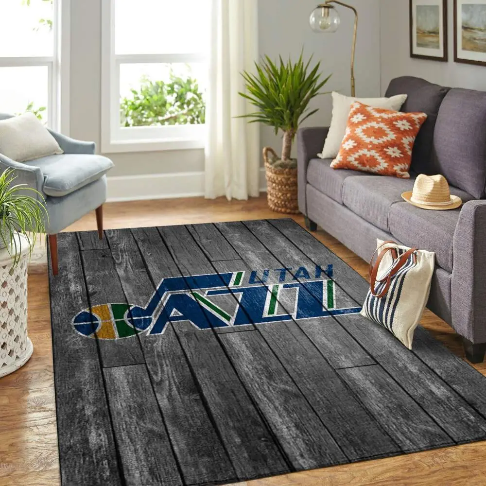 Utah Jazz Nba Area Rugs Basketball Living Room Carpet Wooden Regtangle Carpet
