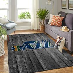Utah Jazz Nba Team Logo Grey Rugs Wooden Style Living Room Regtangle Carpet