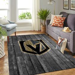 Vegas Golden Knights Nhl Grey Rugs Wooden Style Living Room Regtangle Carpet