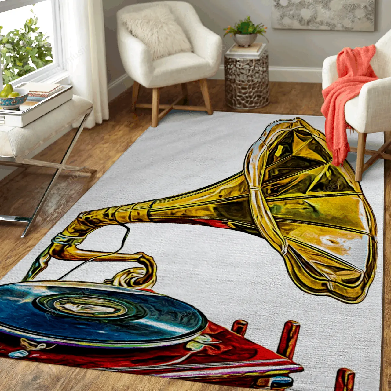 Vintage Phonograph Music Art For Fans Area Rug Living Room Carpet Rug Regtangle Carpet Floor Decor Home Decor