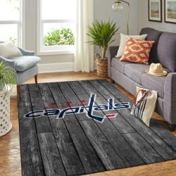 Washington Capitals Nhl Living Room Gray Wooden Home Rug Regtangle Carpet