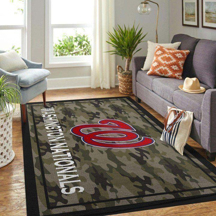 Washington Nationals Camo Area Rug Living Room Rug Mlb Team Logo Rug V4245