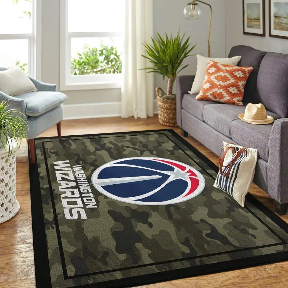 Washington Wizards Nba Area Rugs Camo Style Living Room Carpet Regtangle Carpet