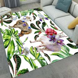 Watercolor Alpaca Exotic Flowers Leaves Dhc04100165Mdr Rug Living Room Rug Home Decor