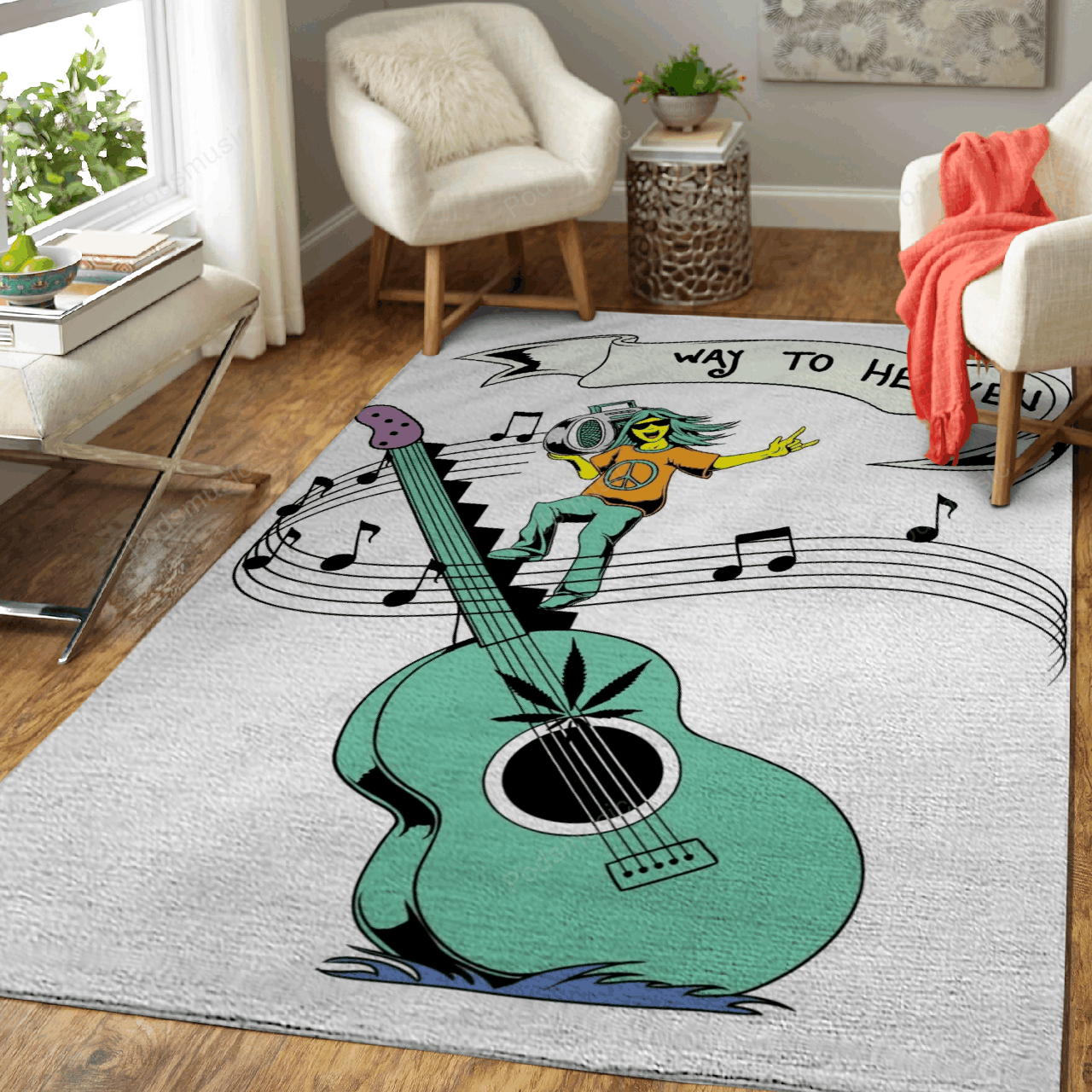 Way To Heaven Music Guitar Music Art For Fans Area Rug Living Room Carpet Rug Regtangle Carpet Floor Decor Home Decor