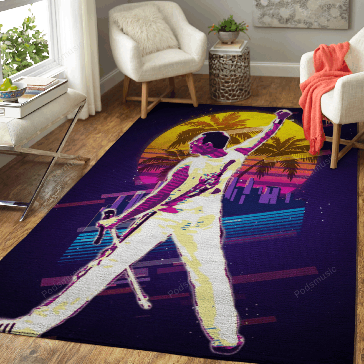 We Are The Champions Artwork Music Synthwave 80S Art For Fans Area Rug Living Room Carpet Rug Regtangle Carpet Floor Decor Home Decor