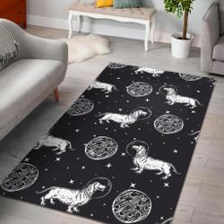Wiener Dog Dachshund Astronaut Pattern Print Area Rug Living Room Rug Home Decor