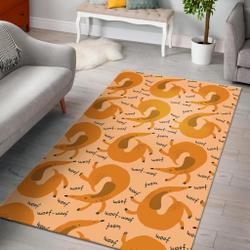 Wiener Dog Dachshund Woof Woof Pattern Print Area Rug Living Room Rug Home Decor