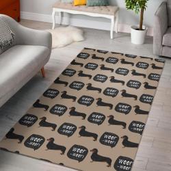 Wiener Dog Woof Woof Dachshund Pattern Print Area Rug Living Room Rug Home Decor