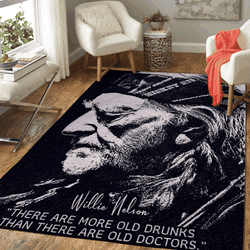 Willie Nelson Quotes There Are More Old Drunks Art Area Rug Area Rug Living Room Carpet Rug Regtangle Carpet Floor Decor Home Decor
