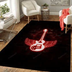 Winged Electric Guitar Music Art For Fans Area Rug Living Room Carpet Rug Regtangle Carpet Floor Decor Home Decor