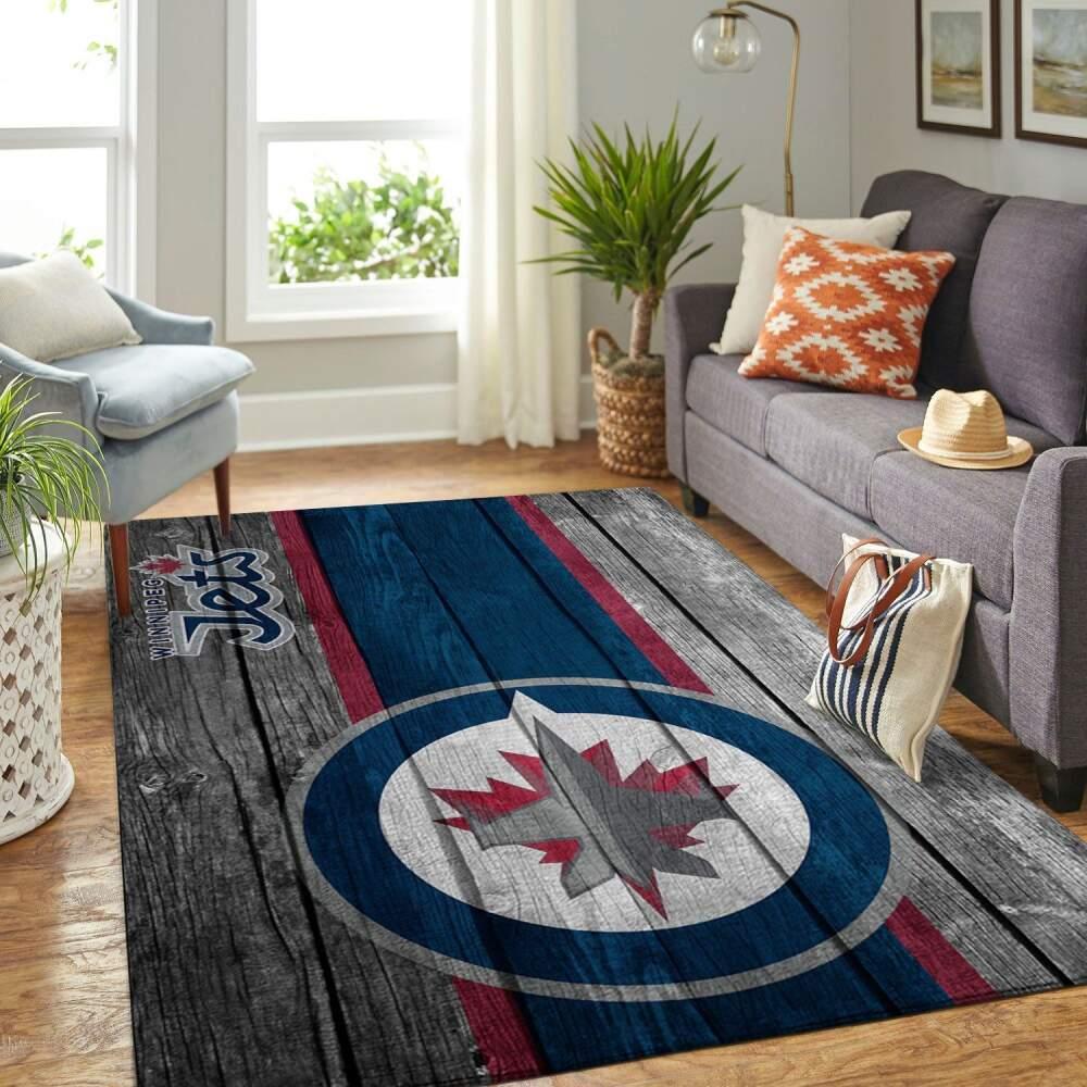 Winnipeg Jets Nhl Team Logo Area Rugs Wooden Style Living Room Regtangle Carpet