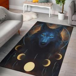 Wolf Dreamcatcher Native American Area Rug Living Room Rug Home Decor