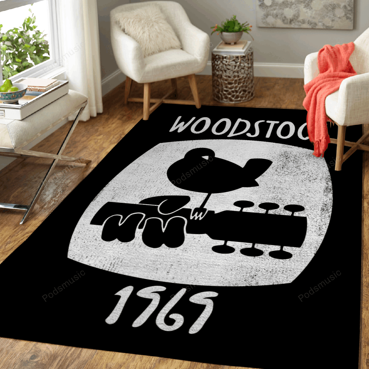 Woodstock 1969 Vintage Music Art For Fans Area Rug Living Room Carpet Rug Regtangle Carpet Floor Decor Home Decor