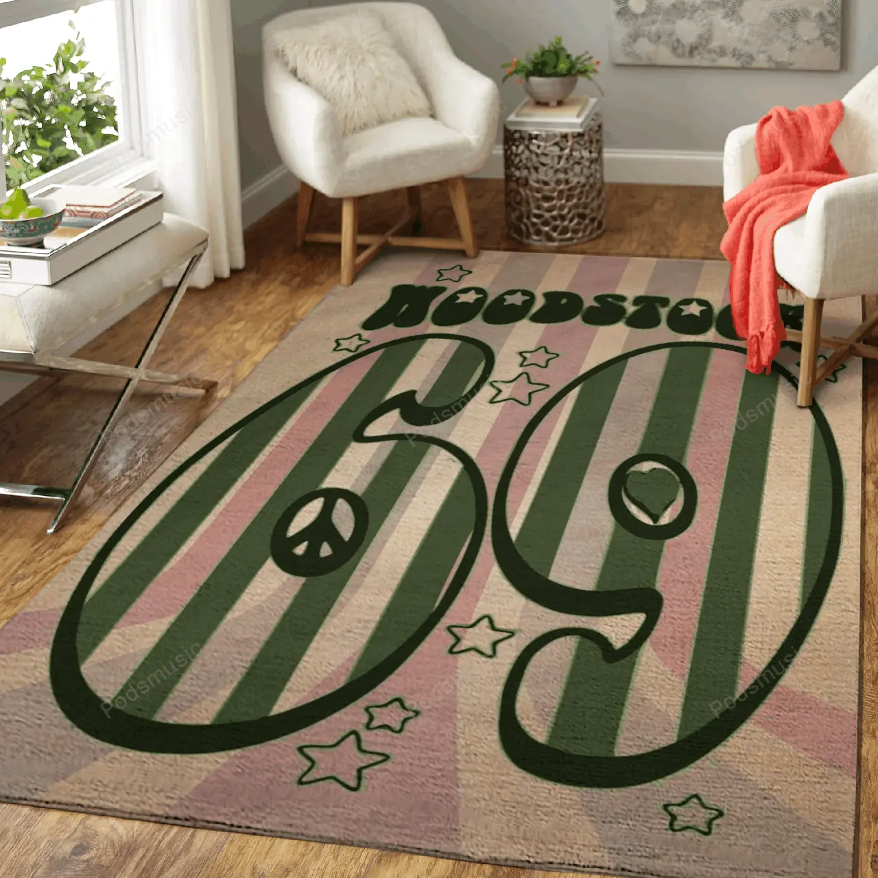 Woodstock 69 Green Music Art For Fans Area Rug Living Room Carpet Rug Regtangle Carpet Floor Decor Home Decor