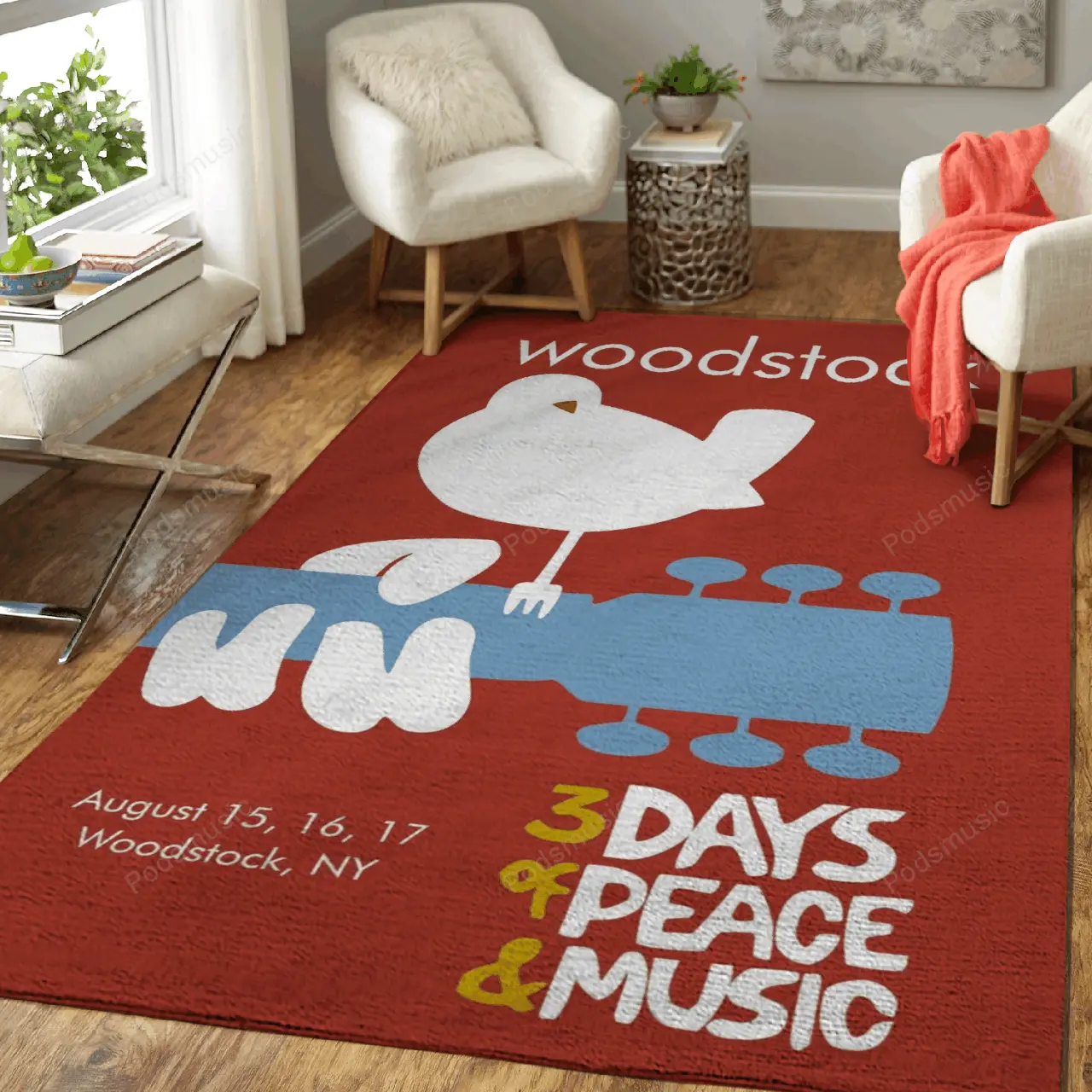 Woodstock Minimal Retro Music Art For Fans Area Rug Living Room Carpet Rug Regtangle Carpet Floor Decor Home Decor
