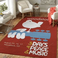 Woodstock Minimal Retro Music Art For Fans Area Rug Living Room Carpet Rug Regtangle Carpet Floor Decor Home Decor